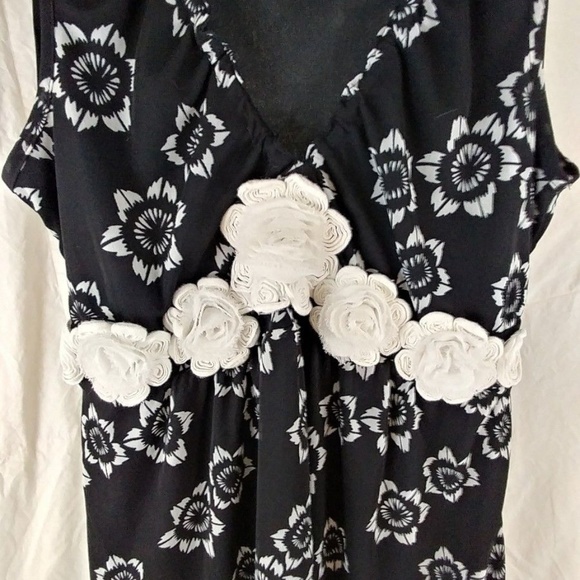 New Directions Womens  flowers dress Black Sz L - Picture 5 of 6